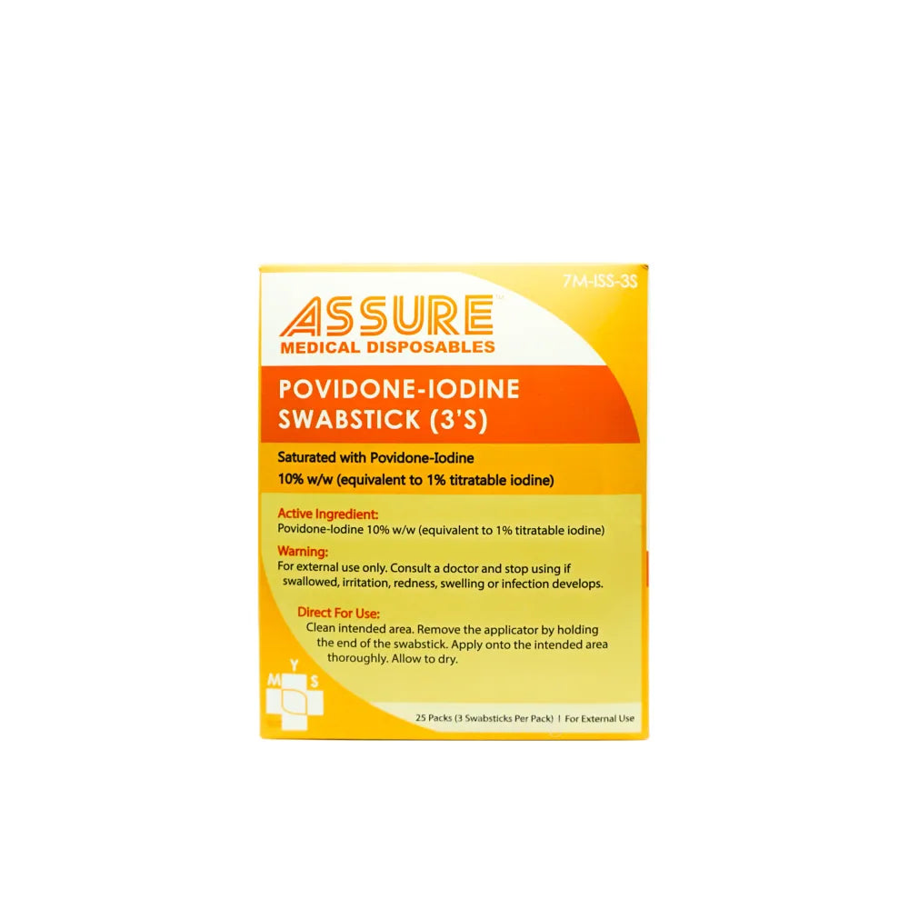 ASSURE Povidone-Iodine Swabsticks 3’s 25 packets