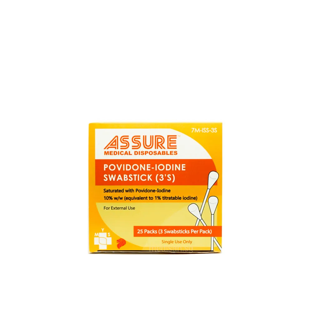 ASSURE Povidone-Iodine Swabsticks 3’s 25 packets