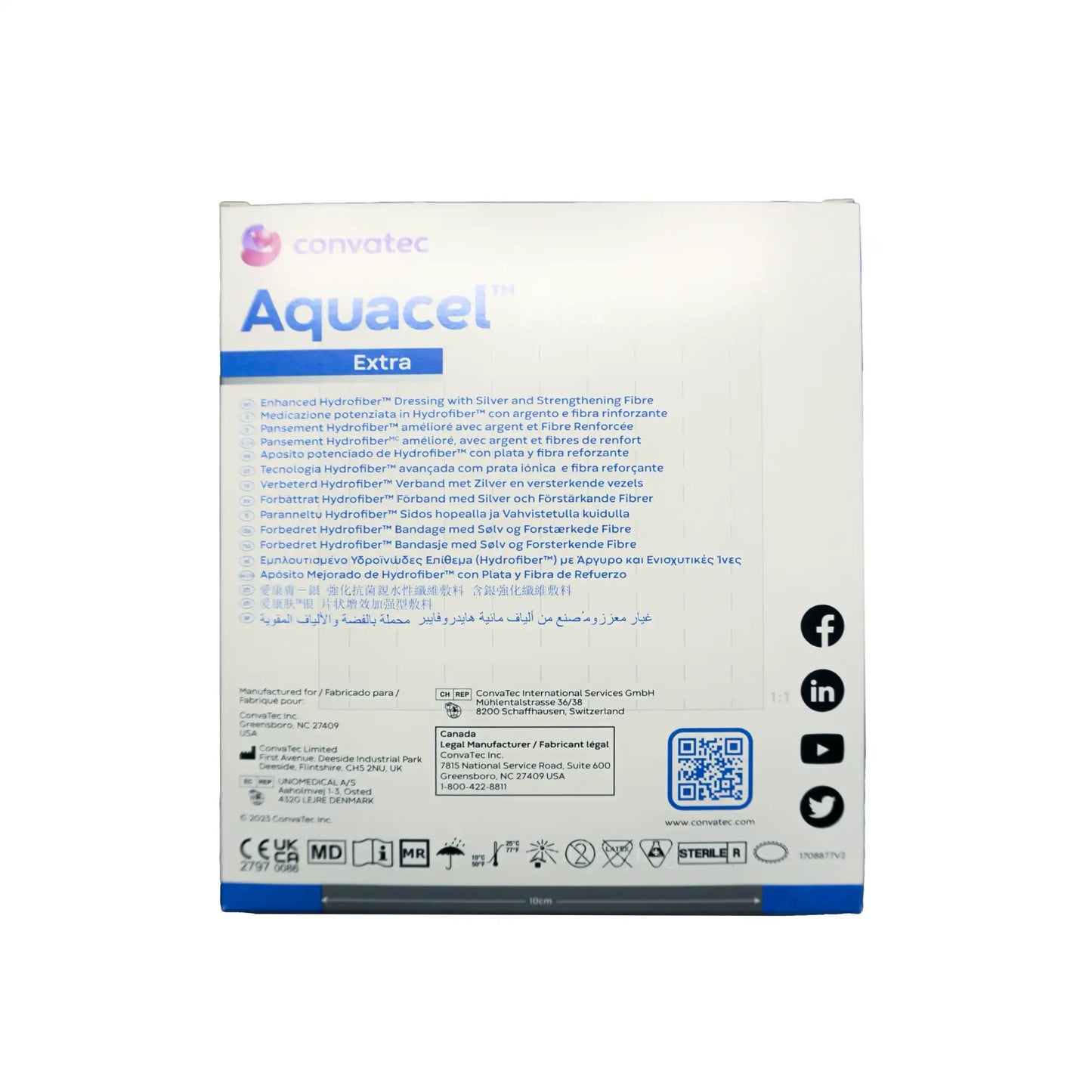 ConvaTec Aquacel Ag+ Extra Hydrofiber Dressing 10x10cm
