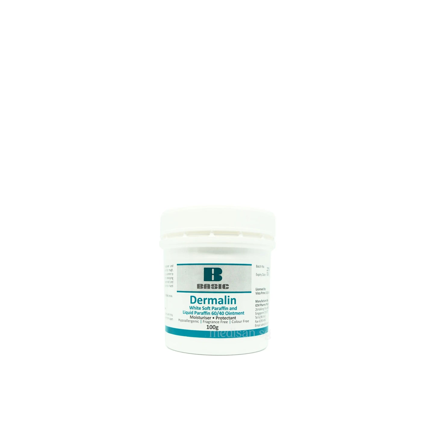 ICM Basic Dermalin White Soft Paraffin & Liquid Paraffin 60/40 Ointment 100g (Bundle of 3)