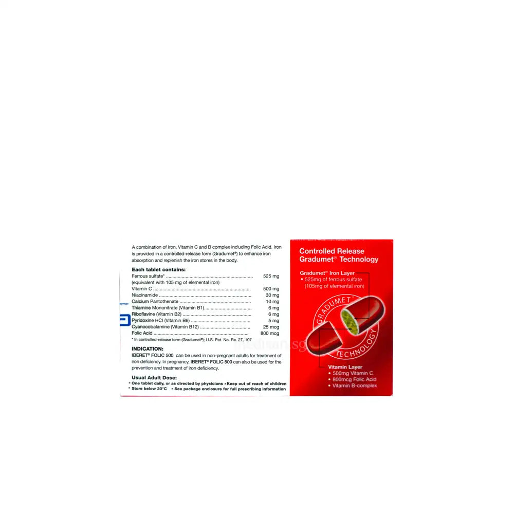 Iberet Folic 500 Tablets 60’s