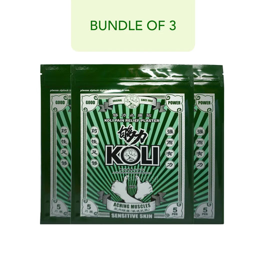 Bundle of 3 Koli pain relief plasters for Sensitive skin