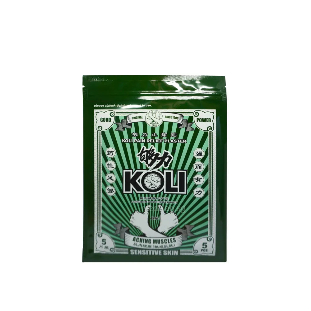 Green package of Koli pain relief plasters for Sensitive skin