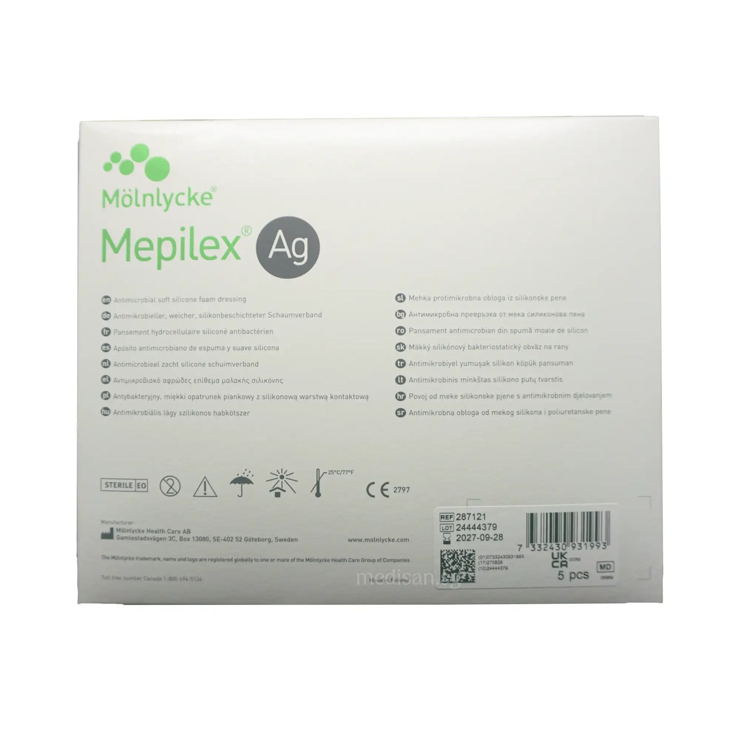 Molnlycke Mepilex Ag 12.5x12.5cm