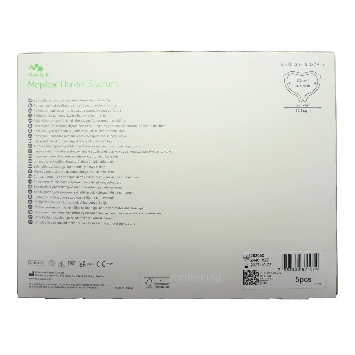 Molnlycke Mepilex Border Sacrum 16 x 20cm