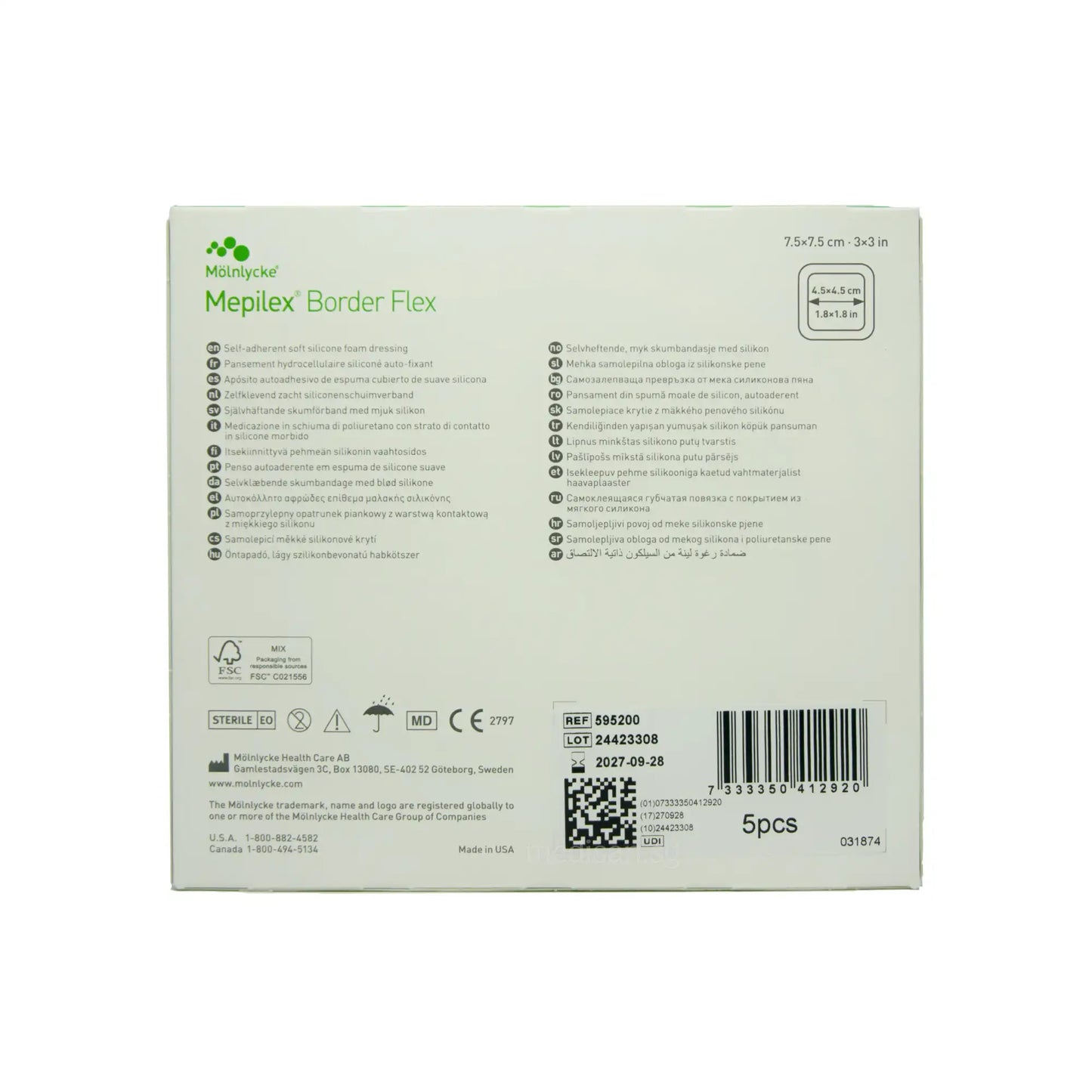 Molnlycke Mepilex Border Flex 7.5 x 7.5 cm