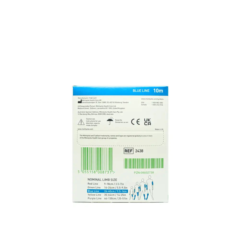 Molnlycke Tubifast Bandage Blue Line 7.5cm x 10m
