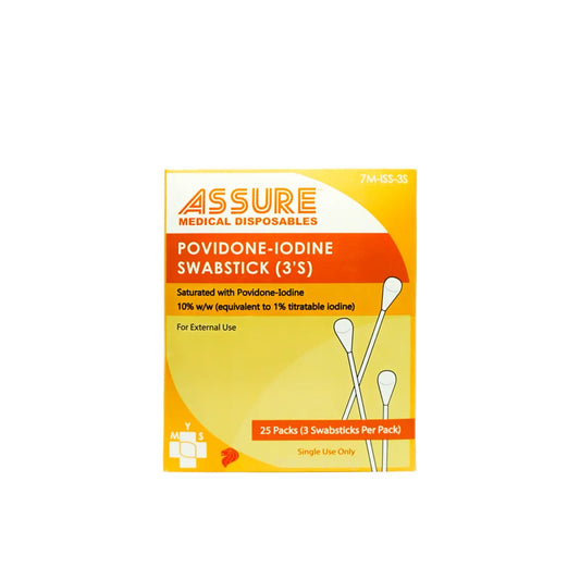 ASSURE Povidone-Iodine Swabsticks 3’s 25 packets