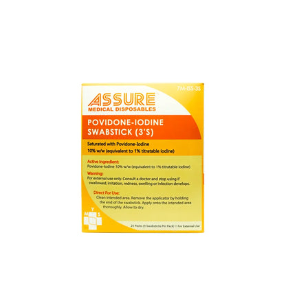 ASSURE Povidone-Iodine Swabsticks 3’s 25 packets