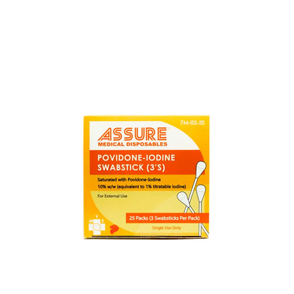 ASSURE Povidone-Iodine Swabsticks 3’s 25 packets