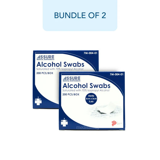 ASSURE Alcohol Swab 3 x 3cm, Sterile (Bundle of 2)