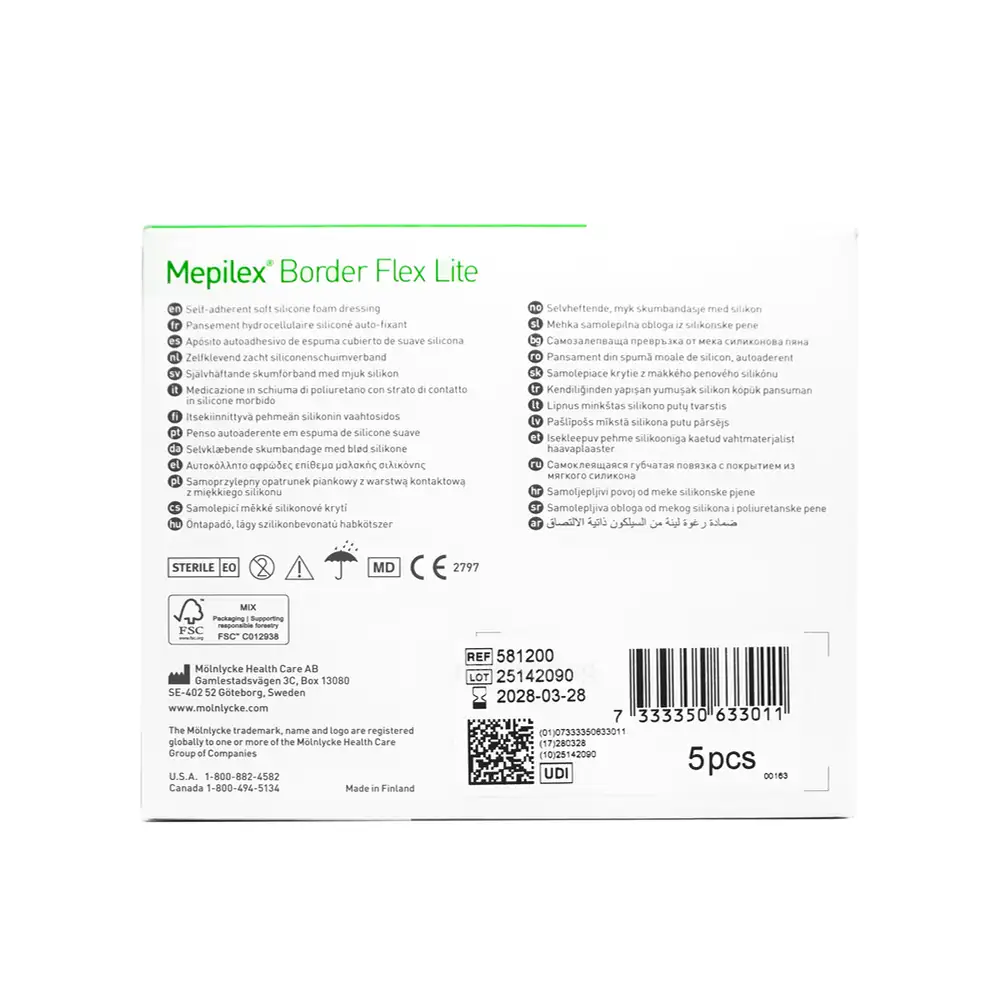Molnlycke Mepilex Border Flex Lite 7.5x7.5 cm 5’s
